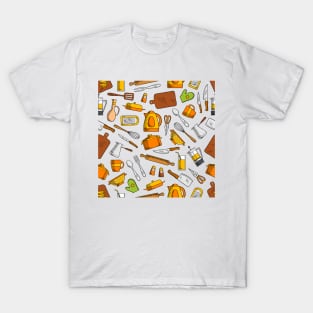 Cute Chef Kitchen Essentials Pattern T-Shirt